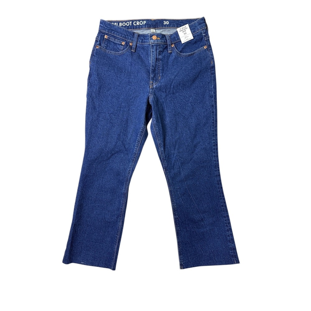J Crew Womens Jeans Demi Boot Crop Billie‎ 9" Raw Hem Sz 30 32/26 Blue NWT